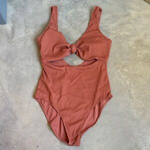 aerie Ribbed One-Piece Swimsuit in Terracotta